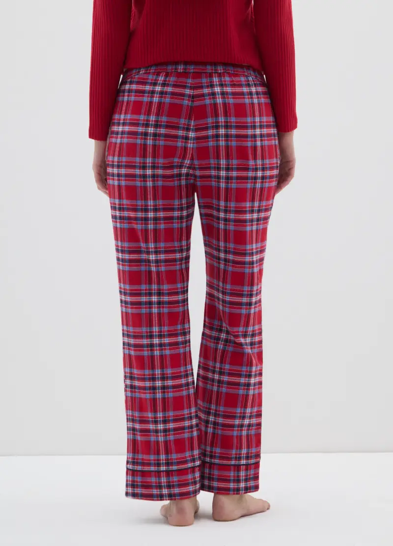 Pantaloni Pigiama A Quadri Multicolor In Flanella Multicolor Regular Fit, Donna, Multicolor miniatura 3