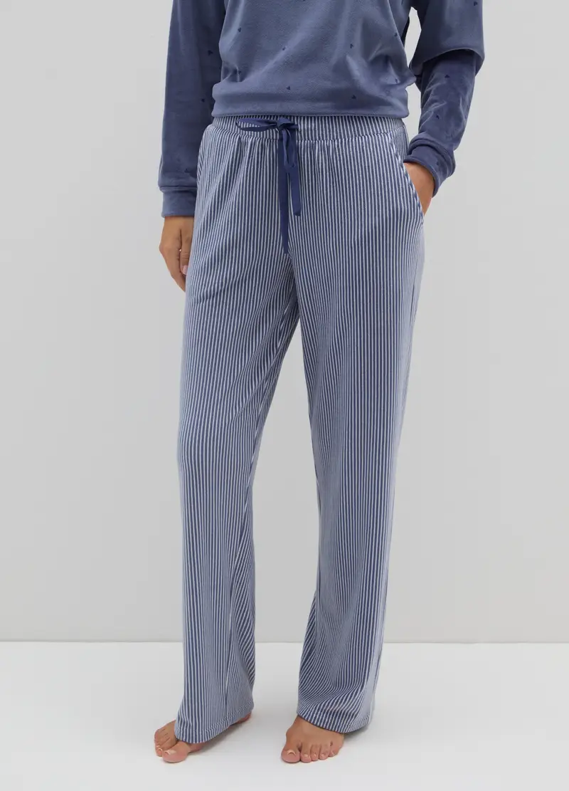 Pantaloni Pigiama A Righe Multicolor Con Coulisse Regolabile, Donna, Multicolor miniatura 2