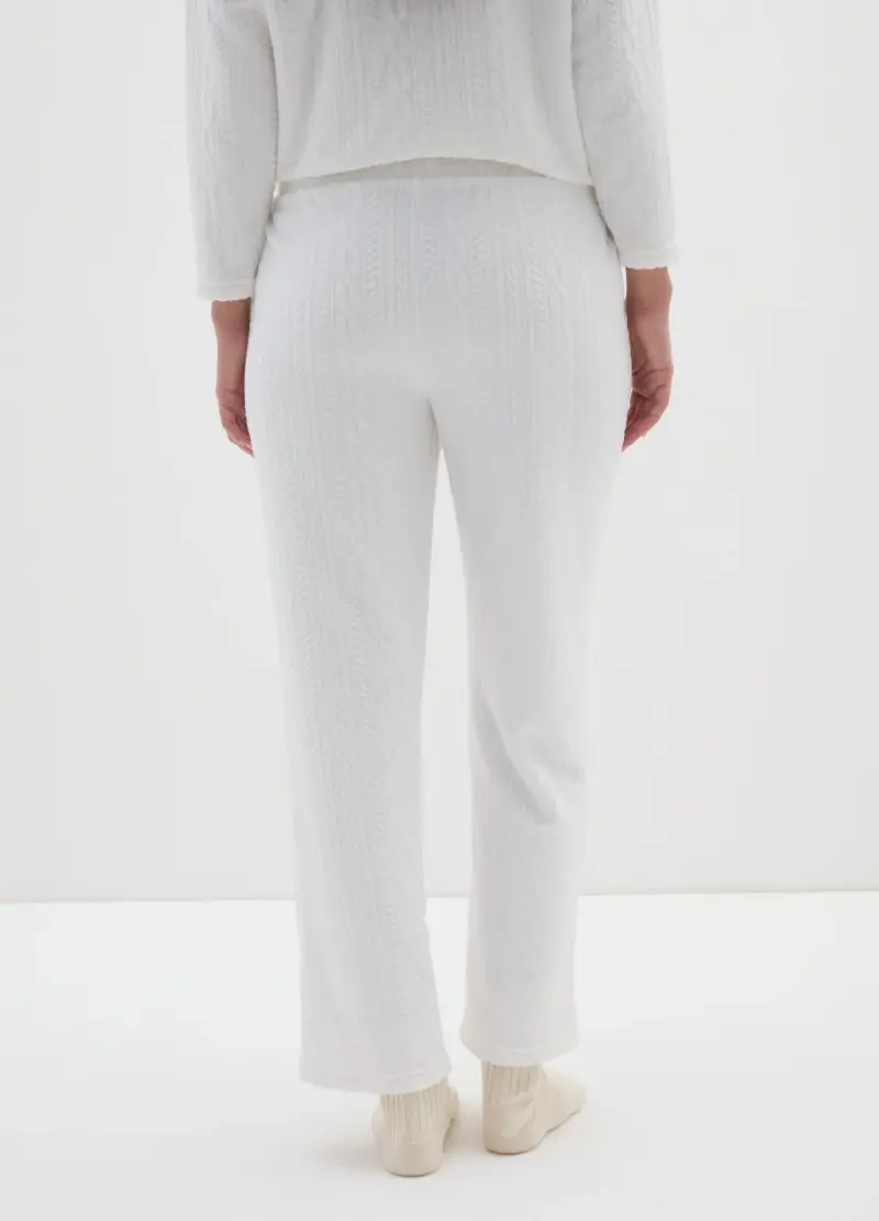 Pantaloni Pigiama Bianchi In Coral Fleece Regular Fit, Donna, Bianco miniatura 3