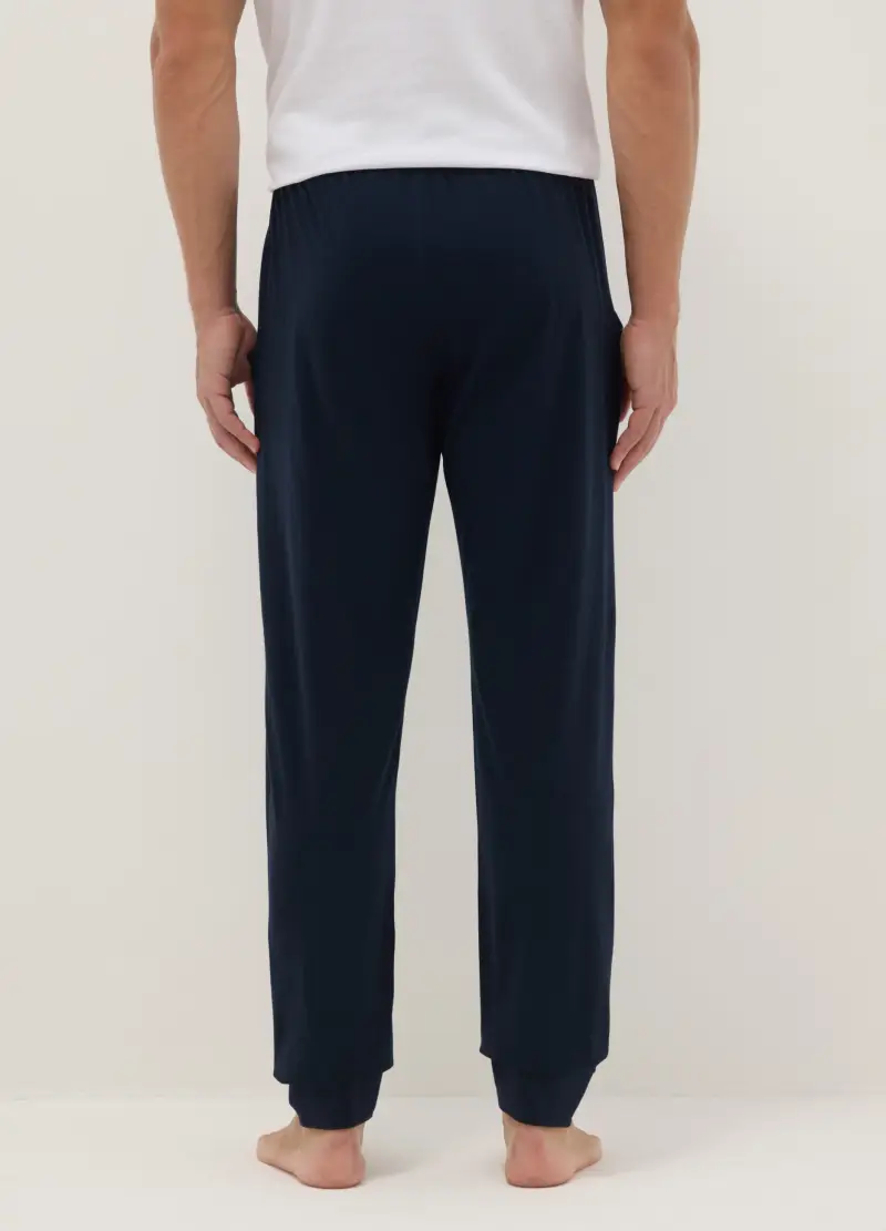 Pantaloni Pigiama Blu In Puro Cotone Regular Fit, Uomo, Blu miniatura 3