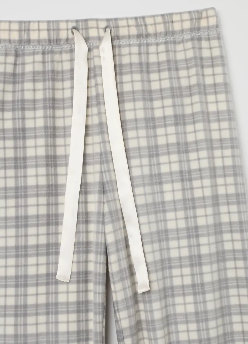 Pantaloni Pigiama Grigi In Pile, Donna, Bianco miniatura 2