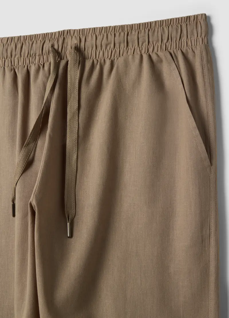 Pantaloni Pigiama In Misto Cotone E Lino Beige Relaxed Fit, Uomo, Beige miniatura 2