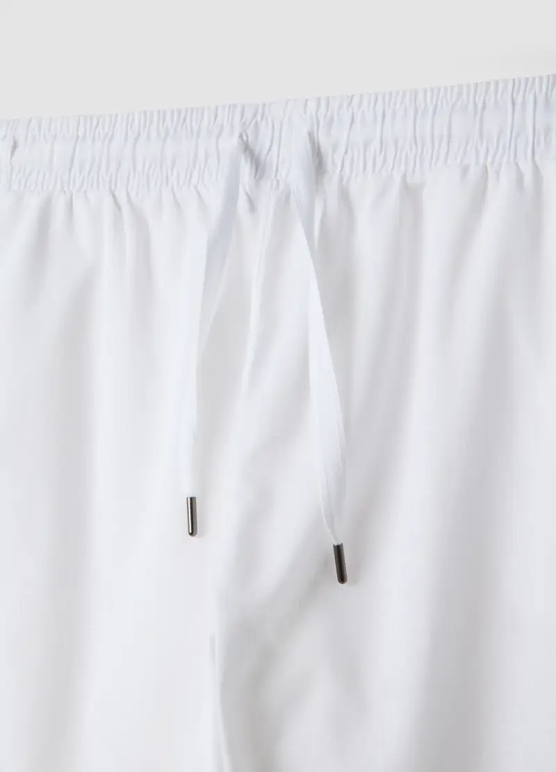 Pantaloni Pigiama In Misto Cotone E Lino Bianchi Relaxed Fit, Uomo, Bianco miniatura 2