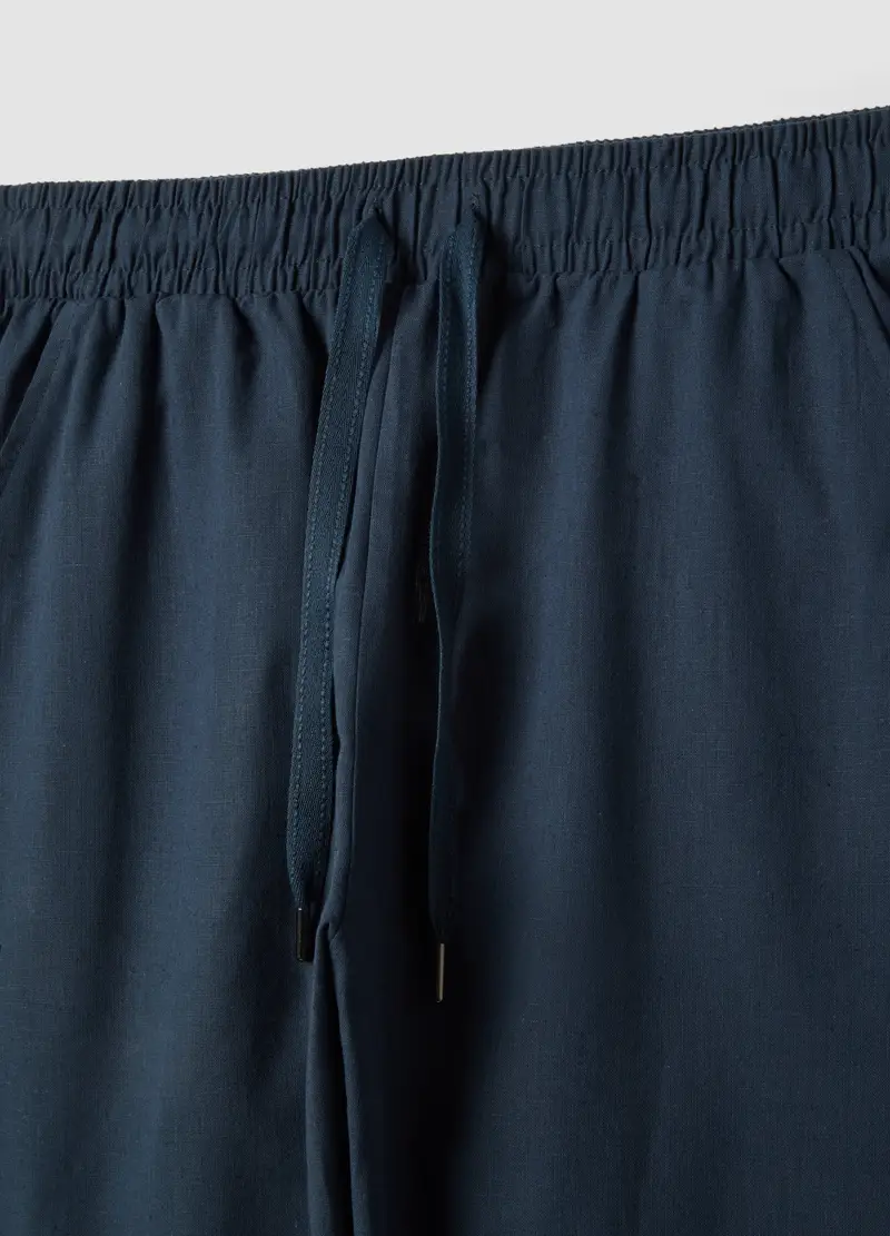 Pantaloni Pigiama In Misto Cotone E Lino Verdi Relaxed Fit, Uomo, Blu miniatura 2