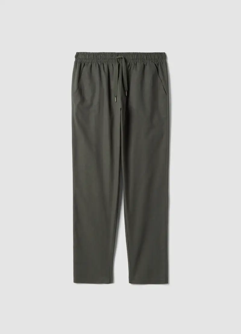Pantaloni Pigiama In Misto Cotone E Lino Verdi Relaxed Fit, Uomo, Verde