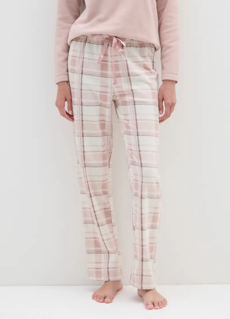 Pantaloni Pigiama In Pile Rosa Regular Fit, Donna, Multicolor miniatura 2