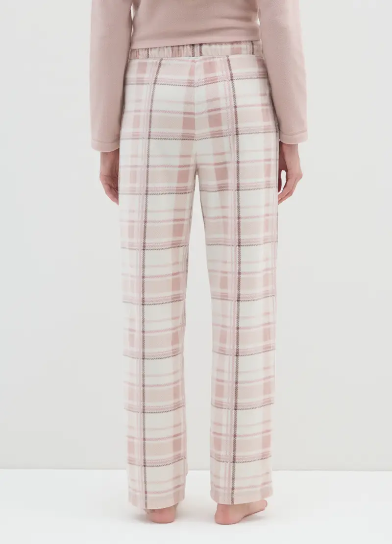 Pantaloni Pigiama In Pile Rosa Regular Fit, Donna, Multicolor miniatura 3
