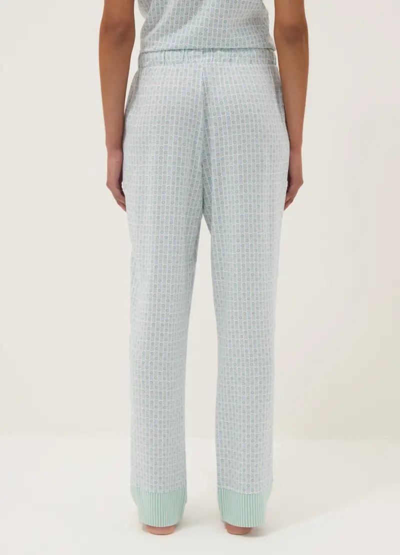 Pantaloni Pigiama In Pura Viscosa Multicolor Regular Fit Con Fantasia, Donna, Multicolor miniatura 3
