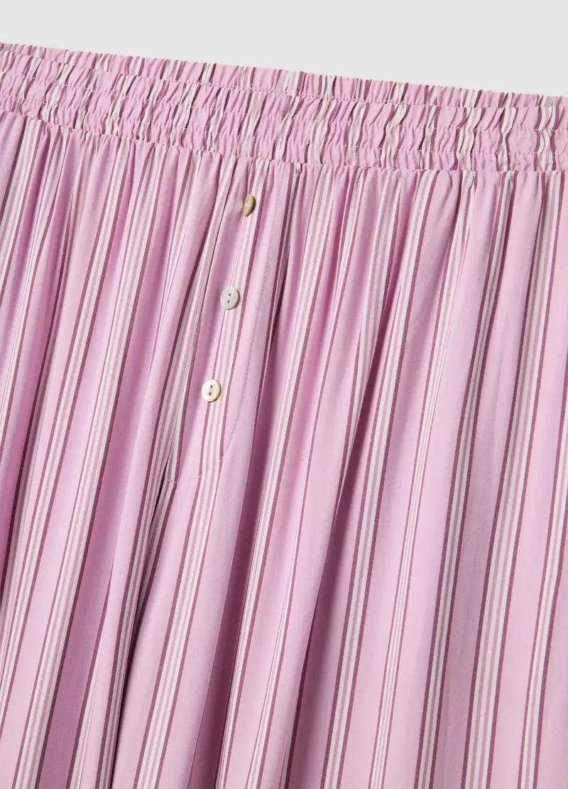 Pantaloni Pigiama In Pura Viscosa Rosa A Righe Regular Fit, Donna, Rosa miniatura 2