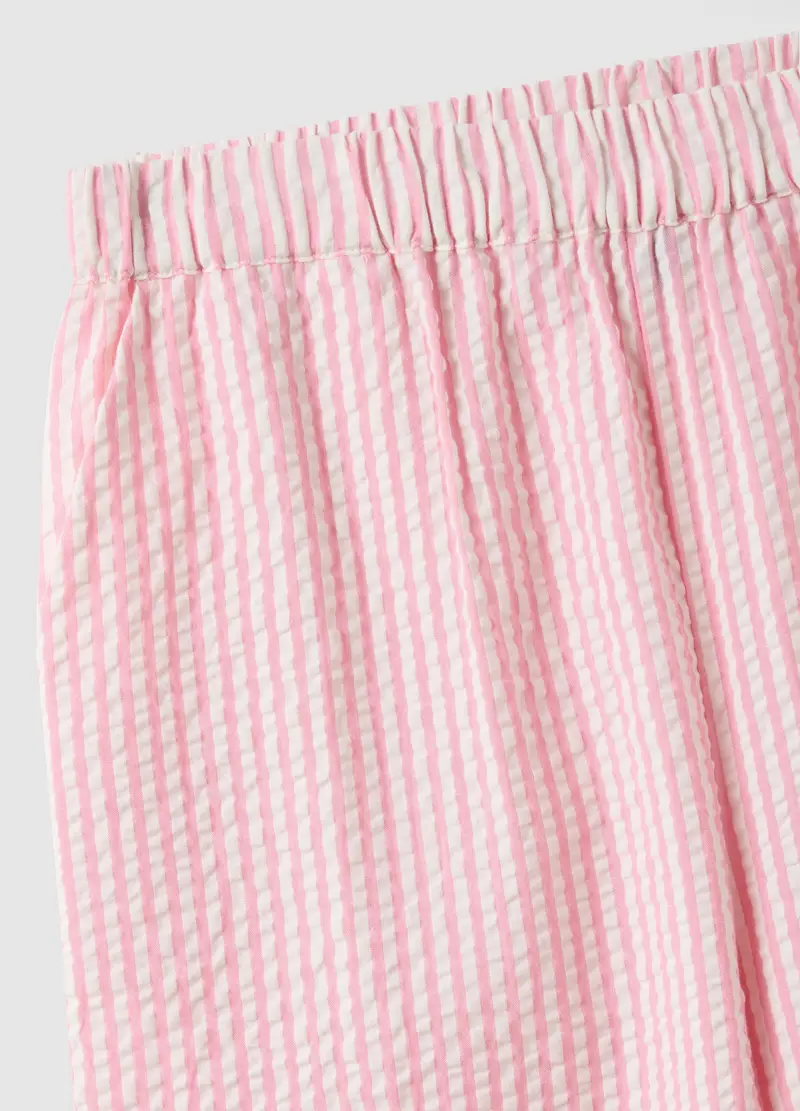 Pantaloni Pigiama In Puro Cotone A Righe Multicolor Regular Fit, Donna, Multicolor miniatura 2