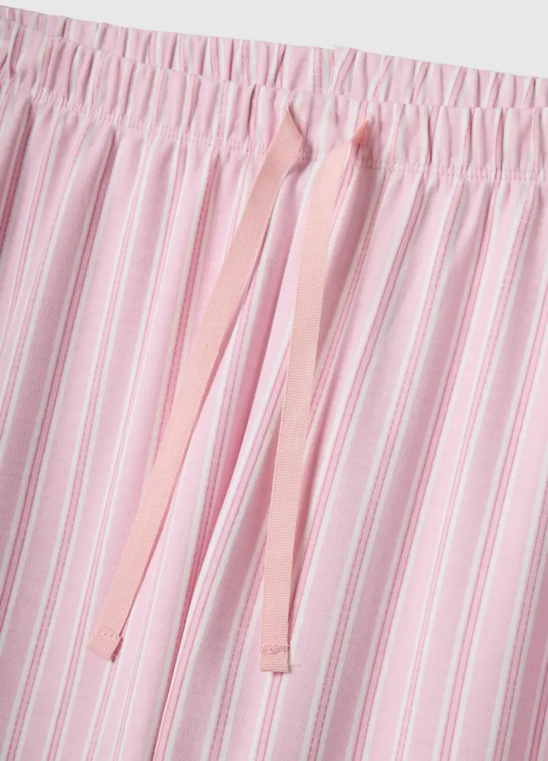 Pantaloni Pigiama In Puro Cotone A Righe Rosa Regular Fit, Donna, Rosa miniatura 2