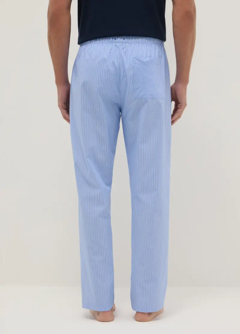 Pantaloni Pigiama In Puro Cotone Azzurro Regular Fit, Uomo, Azzurro miniatura 3