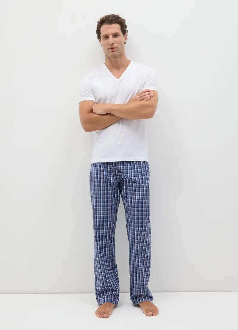 OVS , Pantaloni Pigiama In Puro Cotone Blu Regular Fit, Uomo, Blu, Taglia: S