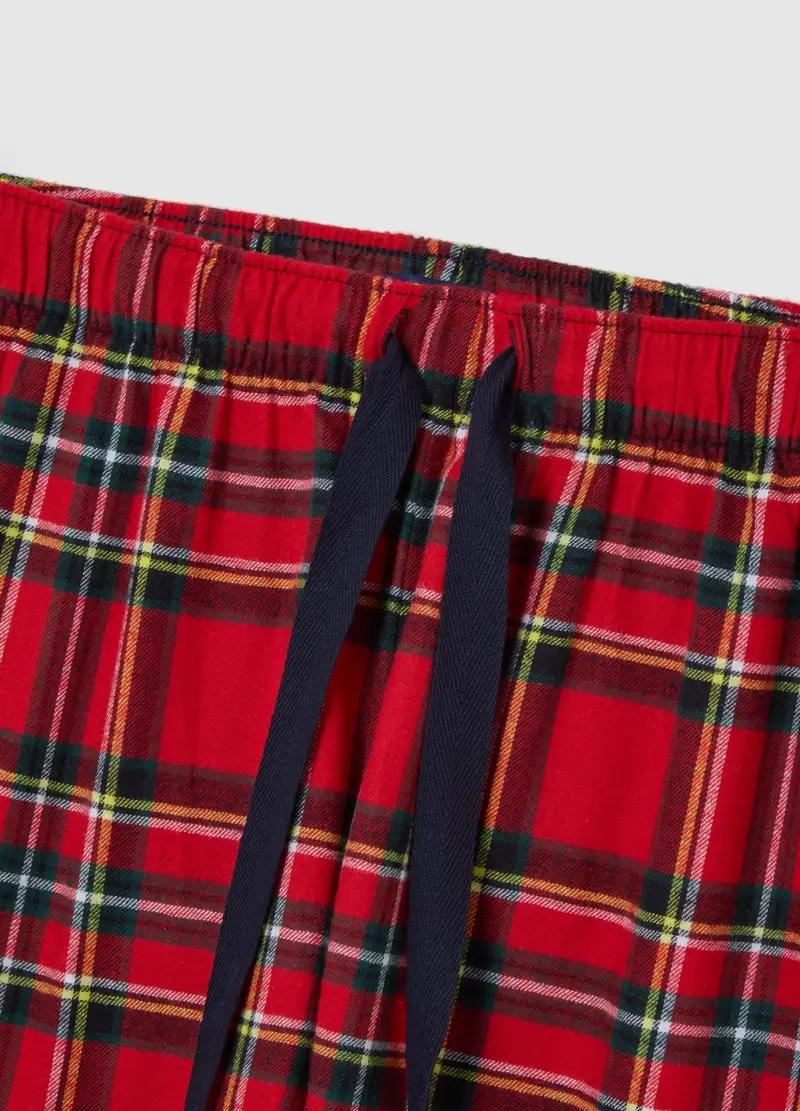 Pantaloni Pigiama In Puro Cotone Multicolor A Quadri, Uomo, Multicolor miniatura 2