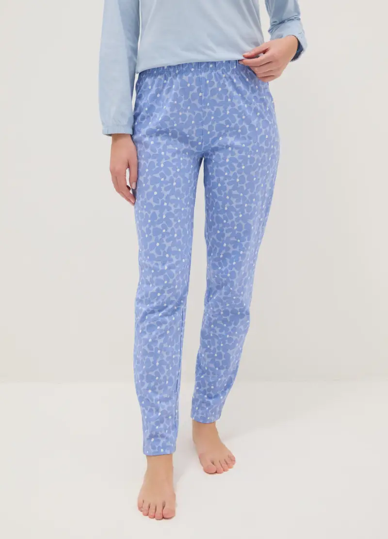 Pantaloni Pigiama Multicolor In Puro Cotone Regular Fit, Donna, Multicolor miniatura 2