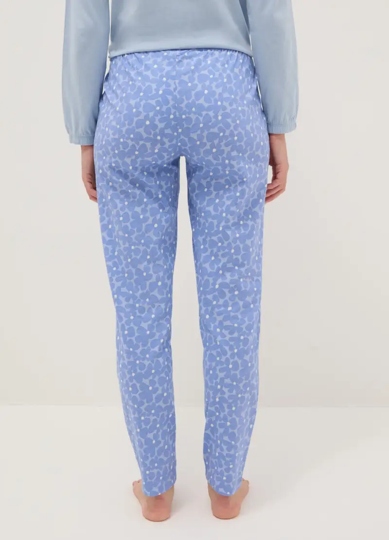 Pantaloni Pigiama Multicolor In Puro Cotone Regular Fit, Donna, Multicolor miniatura 3