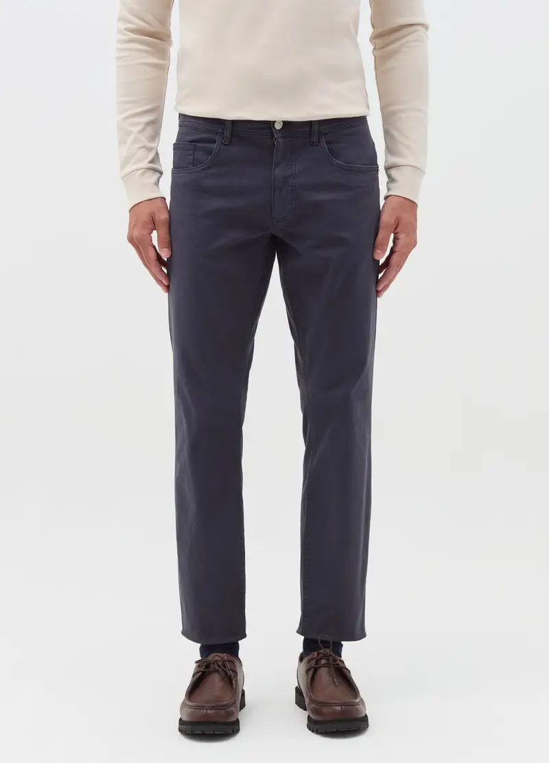 Pantaloni Regular Fit Cinque Tasche, Uomo, Blu miniatura 2