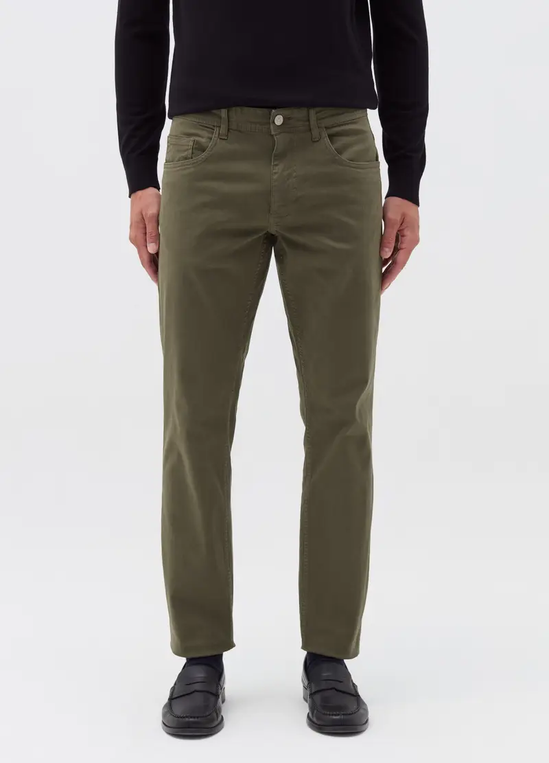 Pantaloni Regular Fit Cinque Tasche, Uomo, Verde miniatura 2