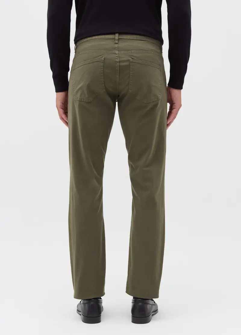Pantaloni Regular Fit Cinque Tasche, Uomo, Verde miniatura 3