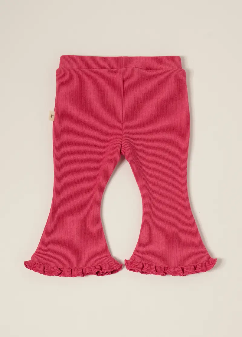 Pantaloni Rosa Elasticizzati Con Volant, Neonata, Rosa