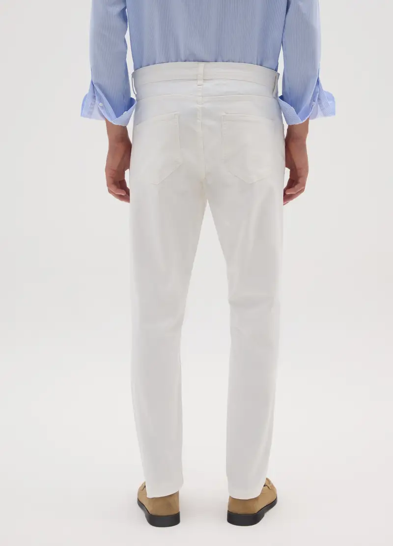 Pantaloni Skinny In Cotone Elasticizzato Bianchi, Uomo, Bianco miniatura 3