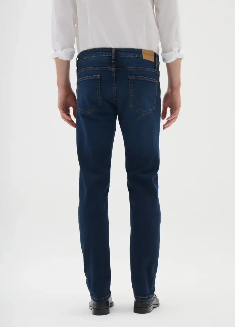 Pantaloni Slim Fit Blu In Denim, Uomo, Blu miniatura 3