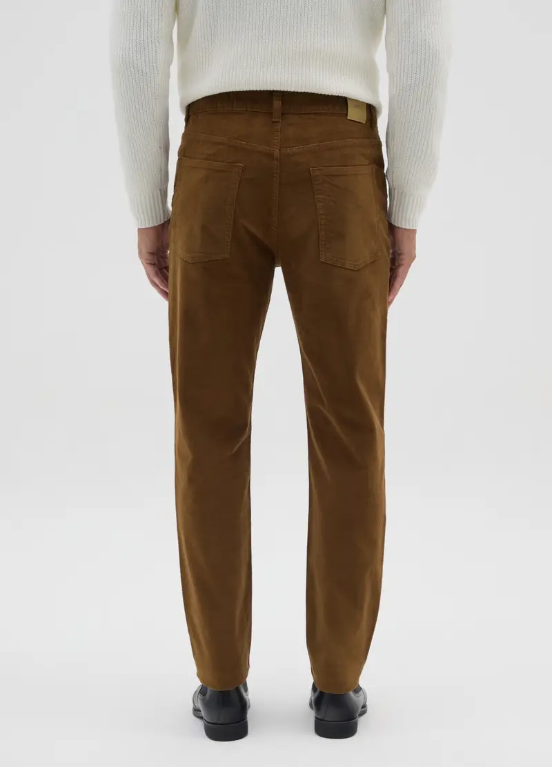 Pantaloni Slim Fit In Cotone Elasticizzato E Velluto Marroni, Uomo, Marrone miniatura 3