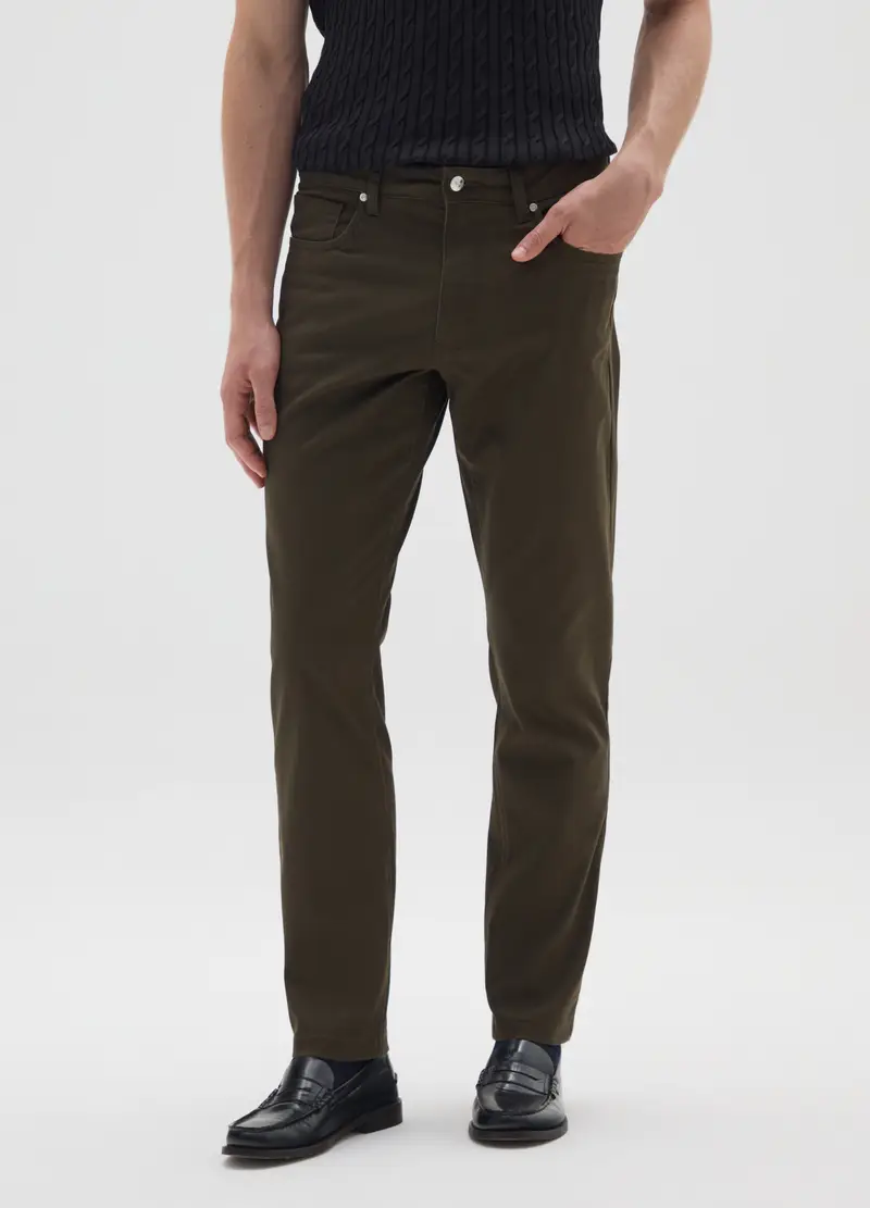 Pantaloni Slim Fit Verde Oliva, Uomo, Verde miniatura 2