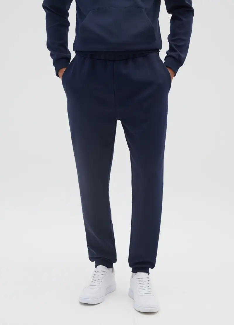 Pantaloni Sportivi Blu In Cotone Elasticizzato, Uomo, Blu miniatura 2