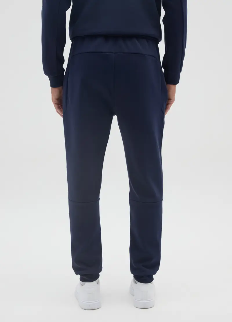 Pantaloni Sportivi Blu In Cotone Elasticizzato, Uomo, Blu miniatura 3