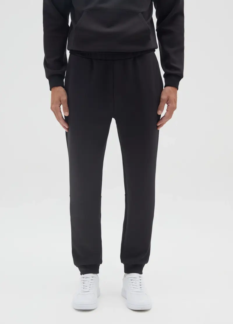 Pantaloni Sportivi Neri In Cotone Elasticizzato, Uomo, Nero miniatura 2