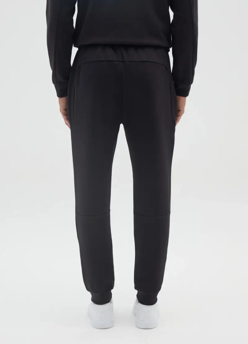 Pantaloni Sportivi Neri In Cotone Elasticizzato, Uomo, Nero miniatura 3