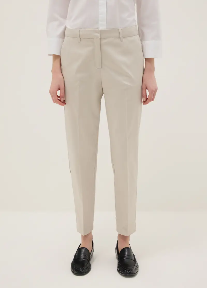 Pantaloni The Iconic Pants Beige Chiari In Cotone Elasticizzato, Donna, Beige miniatura 2