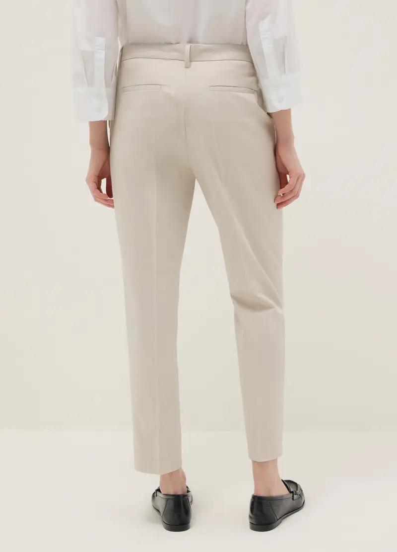 Pantaloni The Iconic Pants Beige Chiari In Cotone Elasticizzato, Donna, Beige miniatura 3