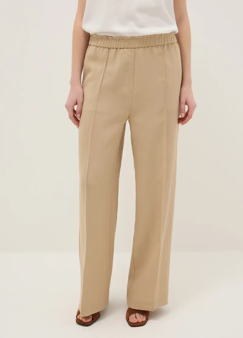Pantaloni The Iconic Pants Beige In Misto Viscosa, Donna, Beige miniatura 2