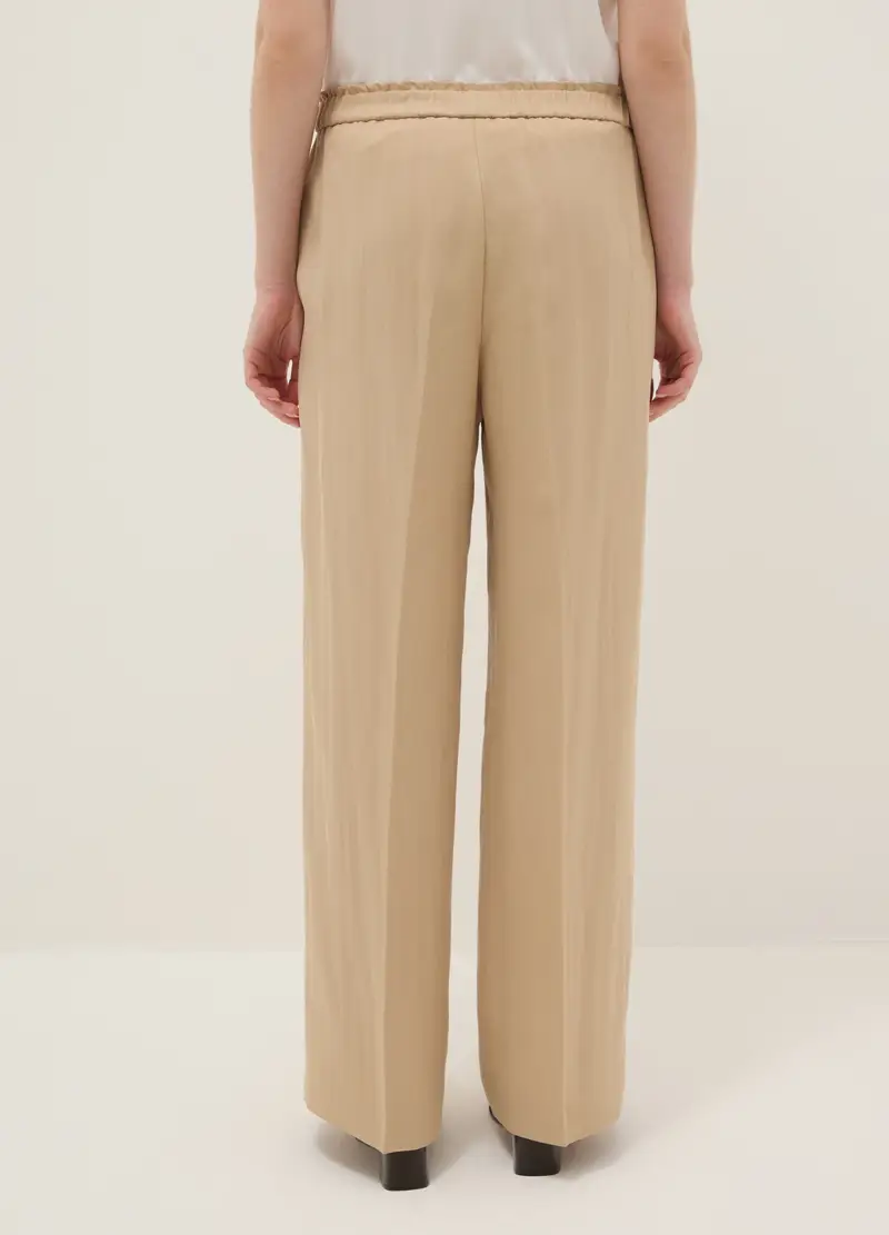 Pantaloni The Iconic Pants Beige In Misto Viscosa, Donna, Beige miniatura 3