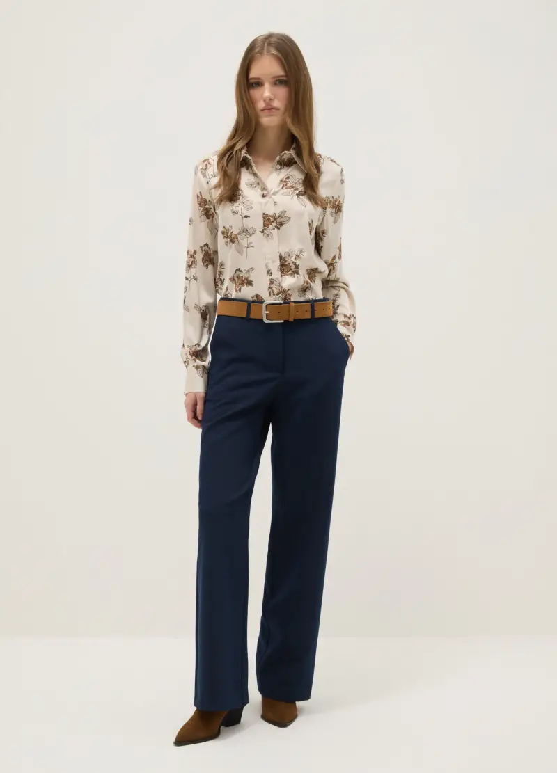 Pantaloni The Iconic Pants Blu Navy In Misto Viscosa, Donna, Blu