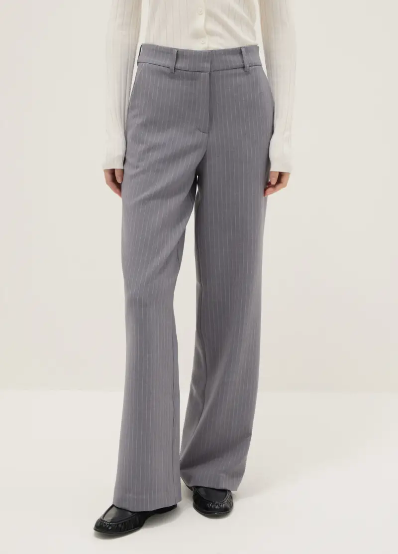 Pantaloni The Iconic Pants Grigi Gessati In Misto Viscosa, Donna, Grigio miniatura 2