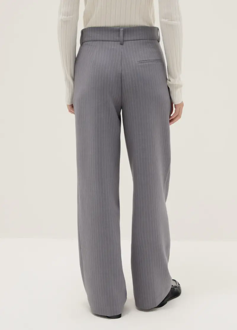 Pantaloni The Iconic Pants Grigi Gessati In Misto Viscosa, Donna, Grigio miniatura 3