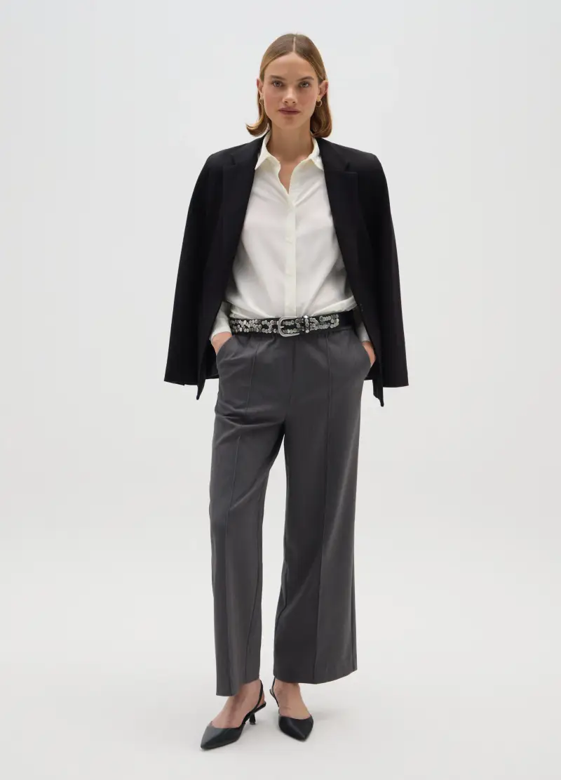 Pantaloni The Iconic Pants Grigi Wide Leg, Donna, Grigio