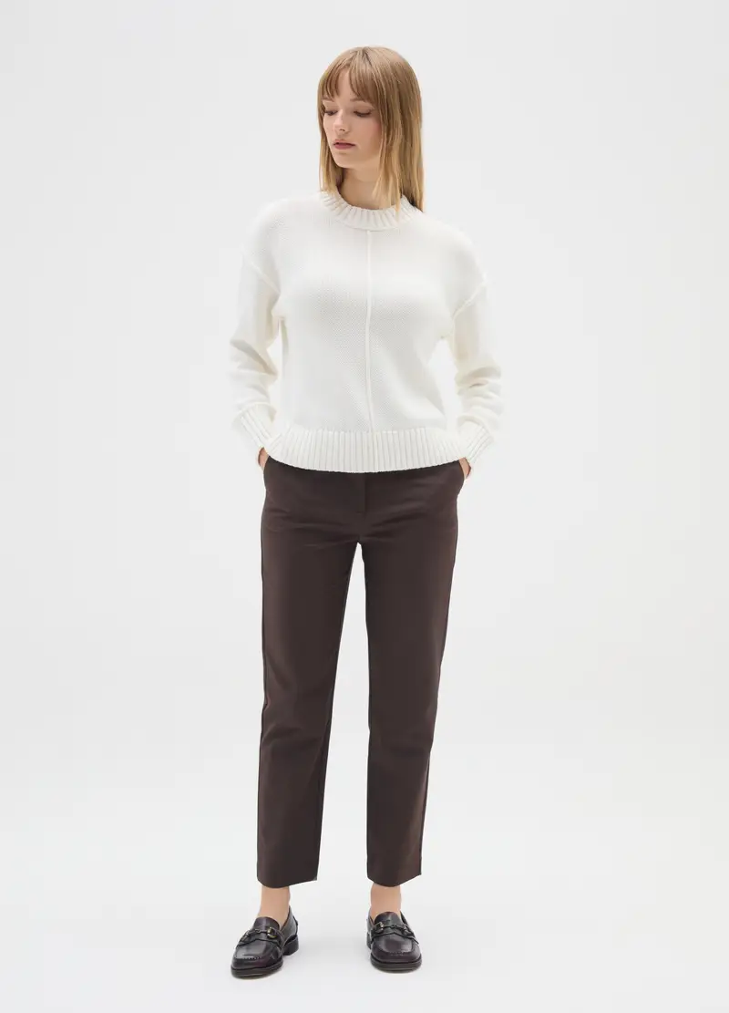 Pantaloni The Iconic Pants Marroni Fit Slim In Misto Cotone, Donna, Marrone