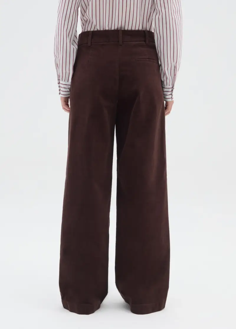 Pantaloni The Iconic Pants Marroni In Cotone E Velluto, Donna, Marrone miniatura 3