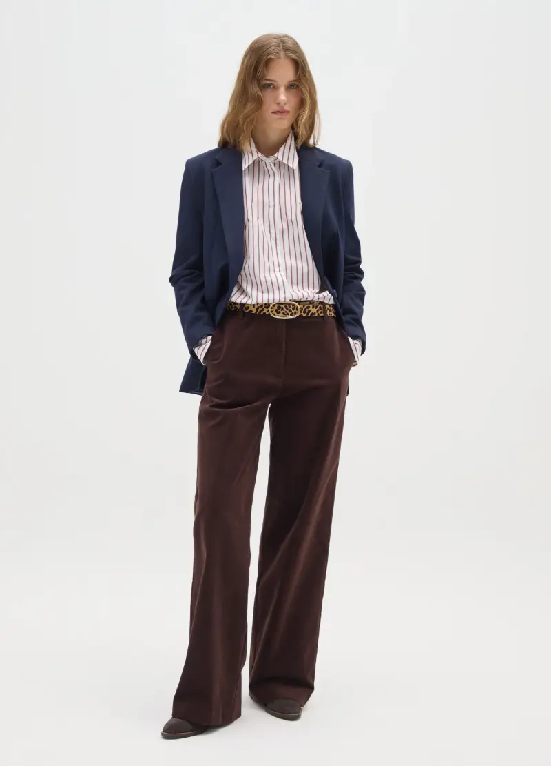Pantaloni The Iconic Pants Marroni In Cotone E Velluto, Donna, Marrone