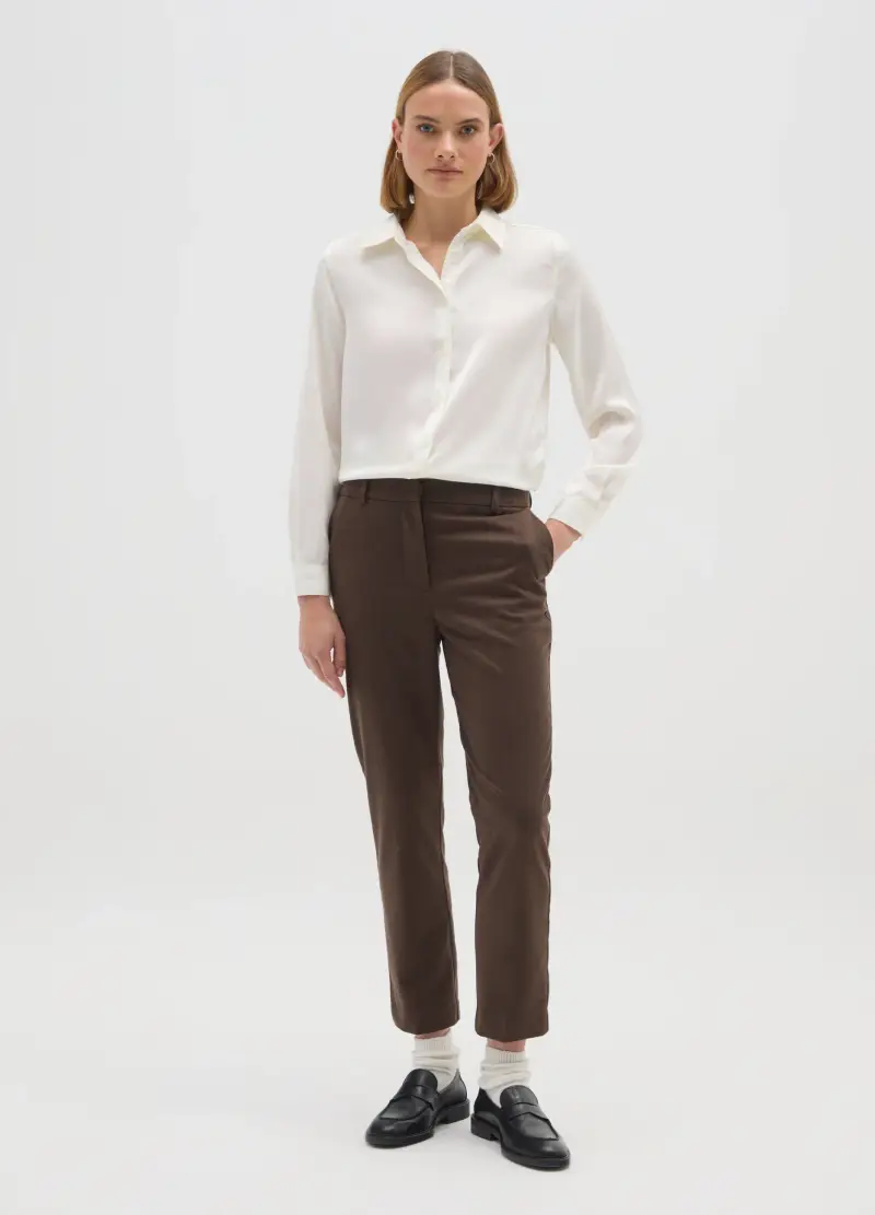 Pantaloni The Iconic Pants Marroni Slim Fit, Donna, Marrone