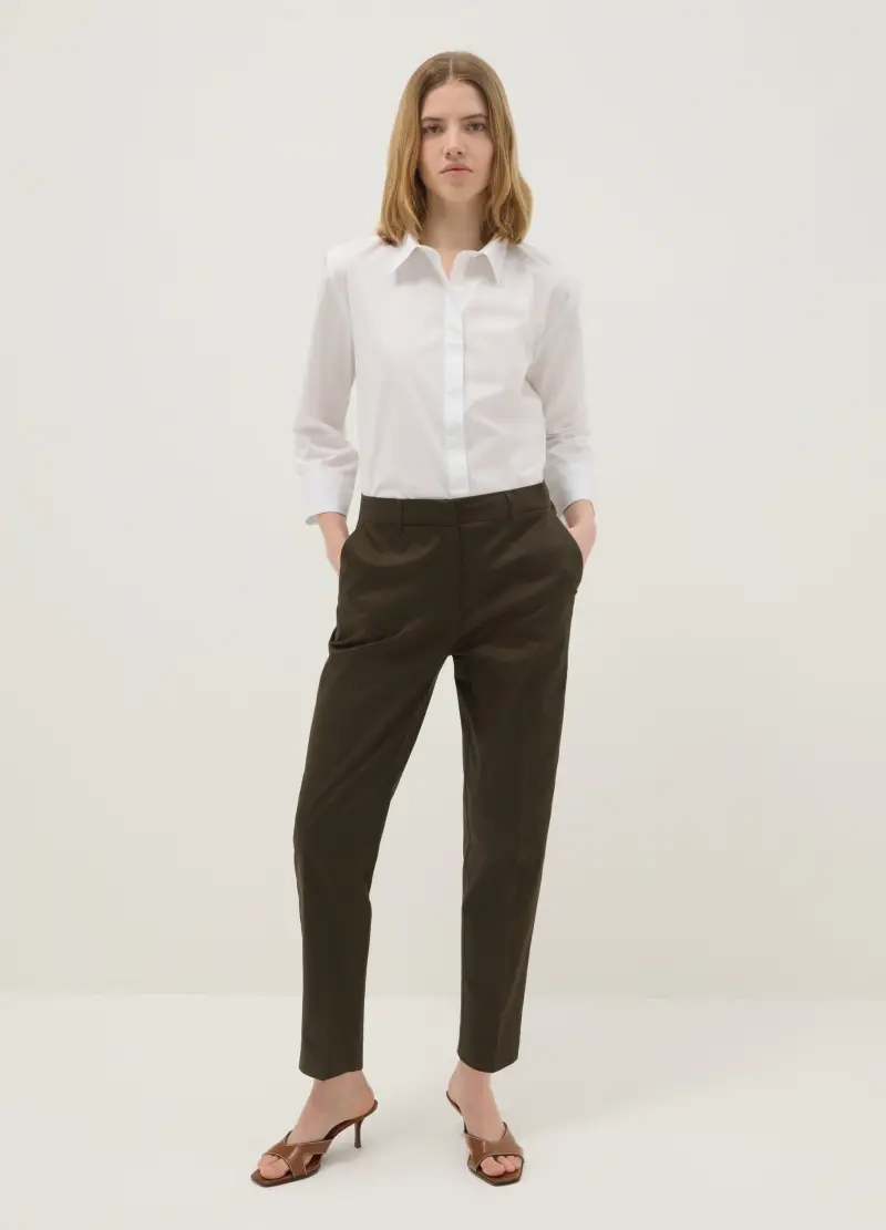 Pantaloni The Iconic Pants Verdi In Cotone Elasticizzato, Donna, Verde