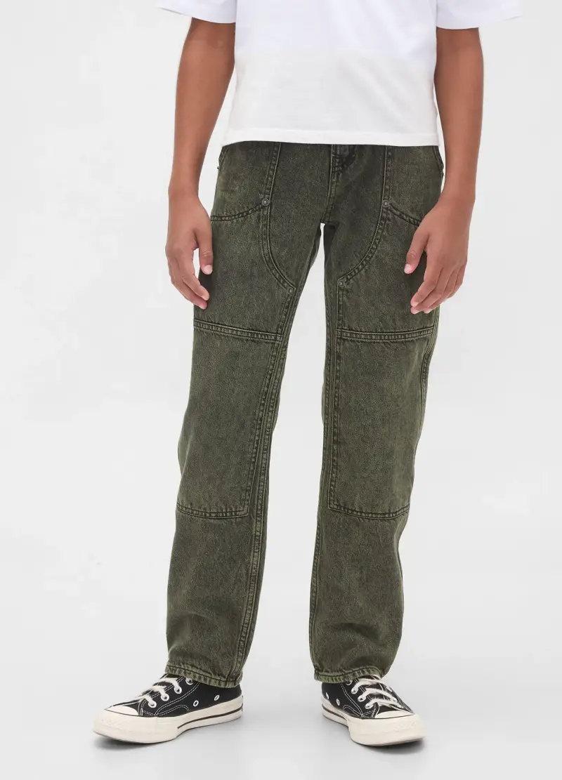 Pantaloni Verde In Denim Per Bambino, Verde miniatura 2