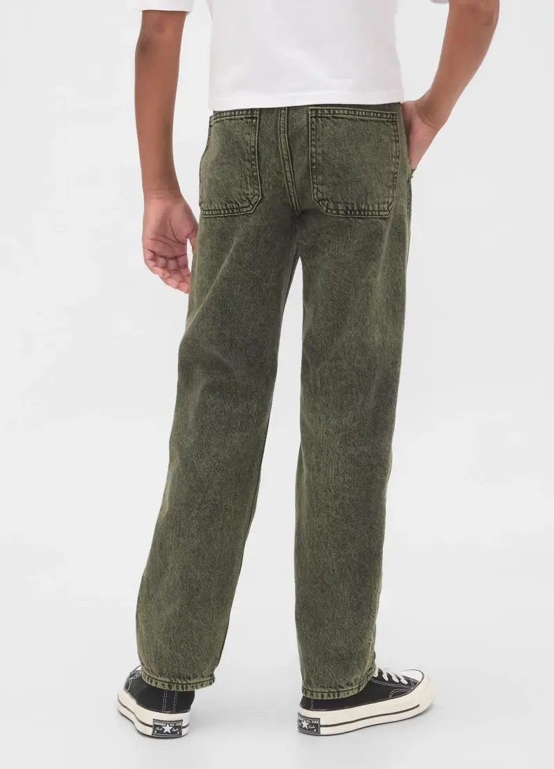 Pantaloni Verde In Denim Per Bambino, Verde miniatura 3