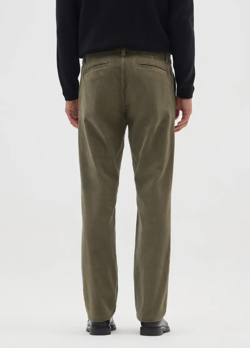 Pantaloni Verdi In Cotone Elasticizzato A Coste Strette Regular Fit, Uomo, Verde miniatura 3