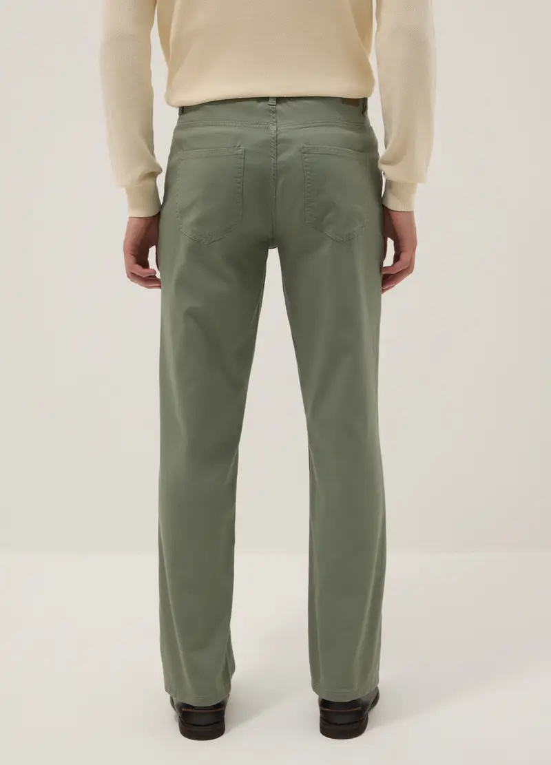 Pantaloni Verdi In Cotone Elasticizzato Regular Fit, Uomo, Verde miniatura 3