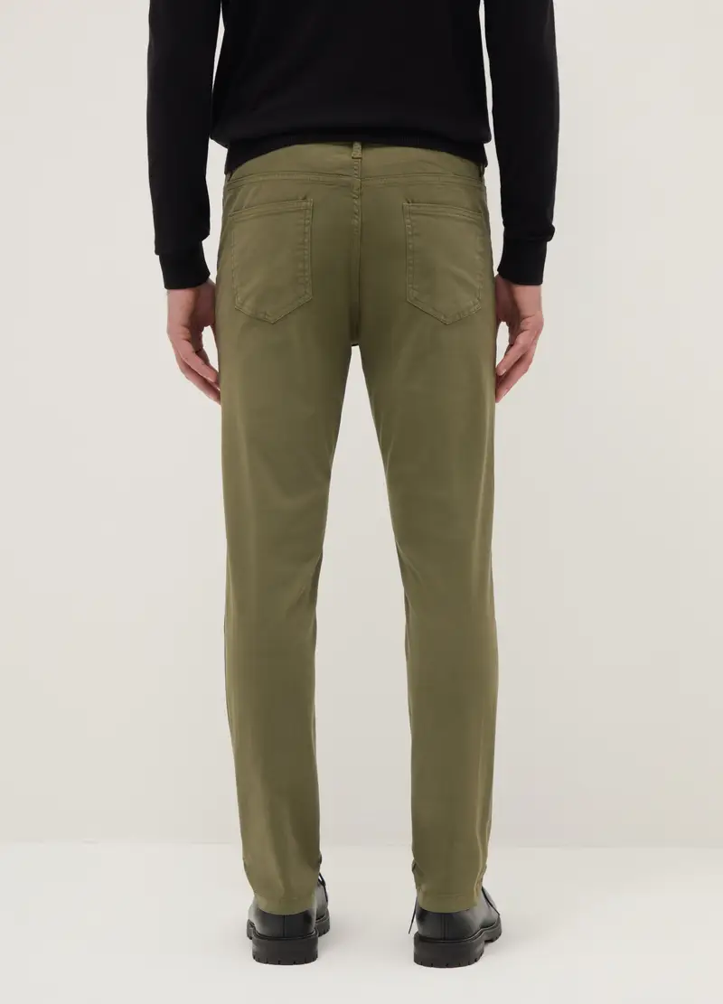 Pantaloni Verdi In Cotone Elasticizzato Skinny Fit, Uomo, Verde miniatura 3